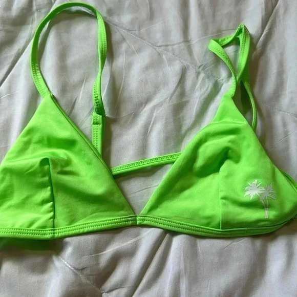 Pretty little thing lime green bikini triangle top high waist bottoms NWT 4 - Picture 5 of 6